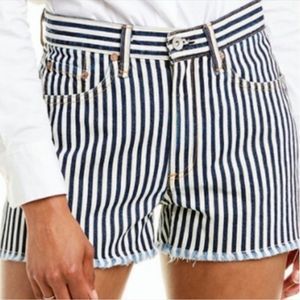 Rag & Bone Justine Indigo Stripe High Rise Shorts